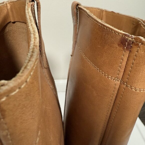 Vintage Leather Riding Boots Women's Tan Knee High Size 7 Campus Boho Y2K - Picture 14 of 16